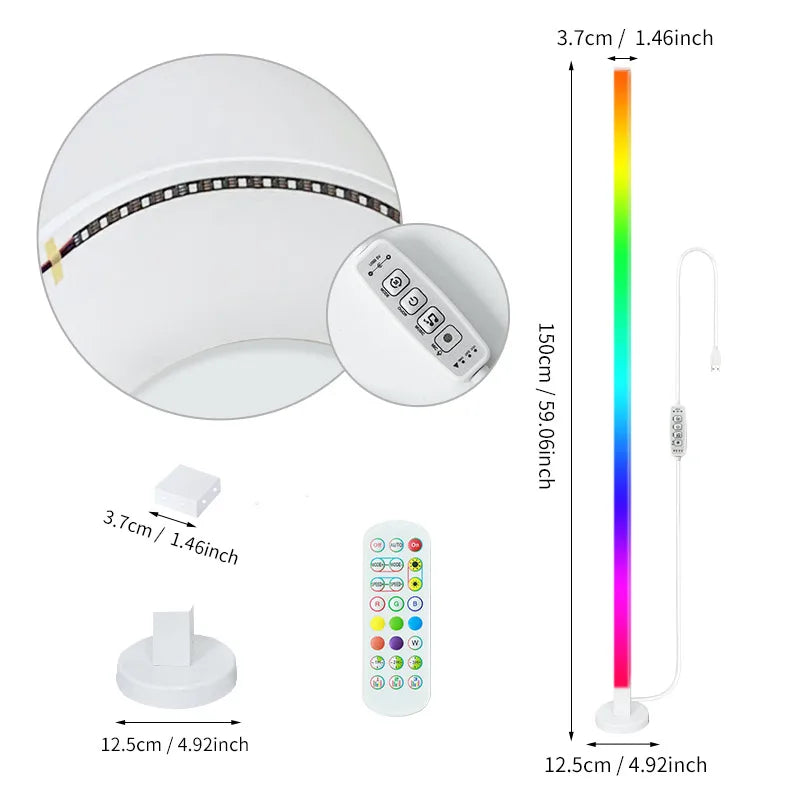 RGB LED Corner Floor Lamp - Music Sync, Remote & APP Control for Gaming & Bedroom Decor