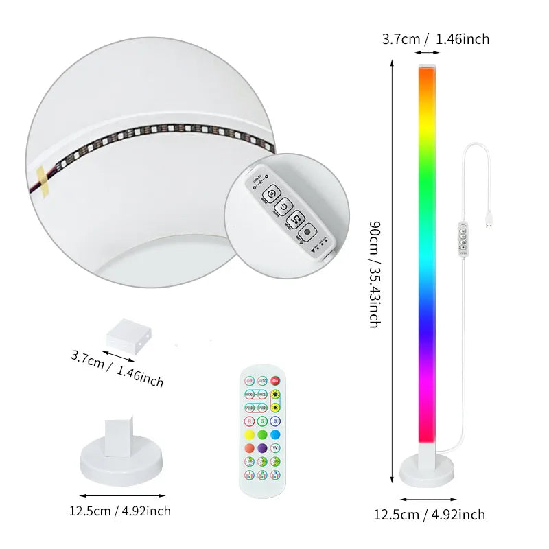 RGB LED Corner Floor Lamp - Music Sync, Remote & APP Control for Gaming & Bedroom Decor