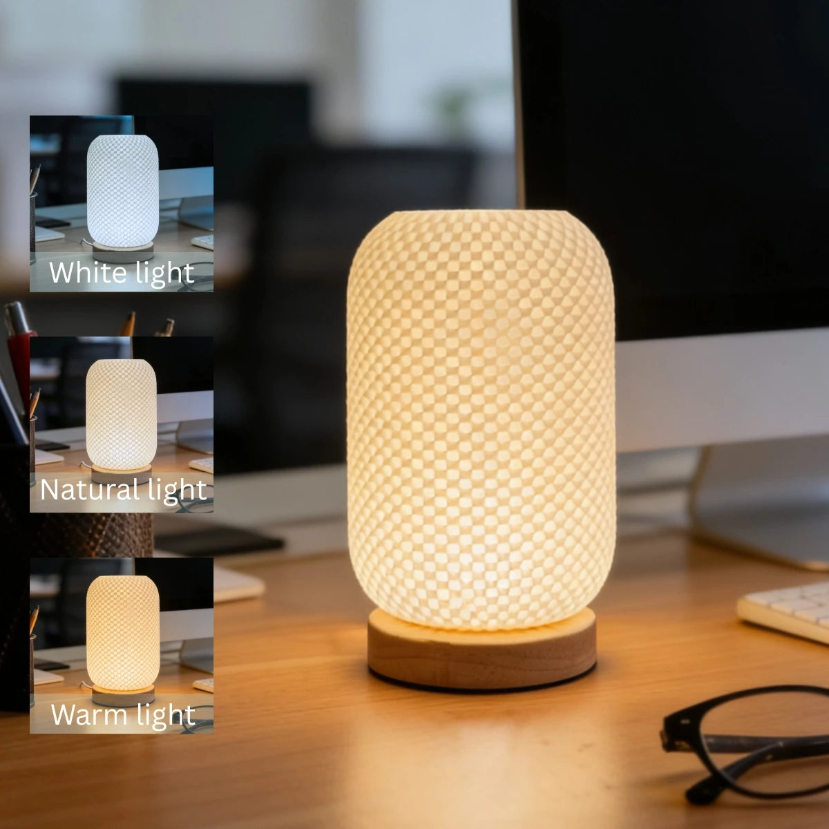 Modern 3D Printed Desk Lamp – USB Dimmable Night Light for Bedroom, Living Room & Home Decor