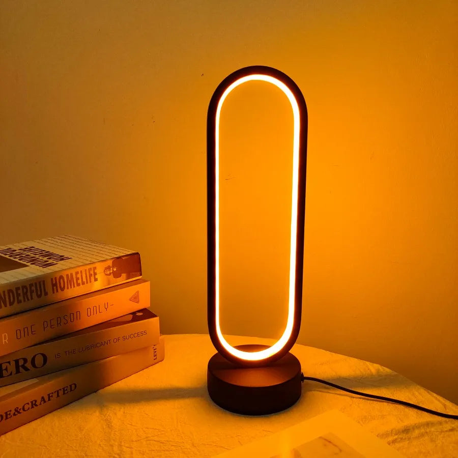 LED Ring Lamp - 3-Color Dimmable Bedside Night Light