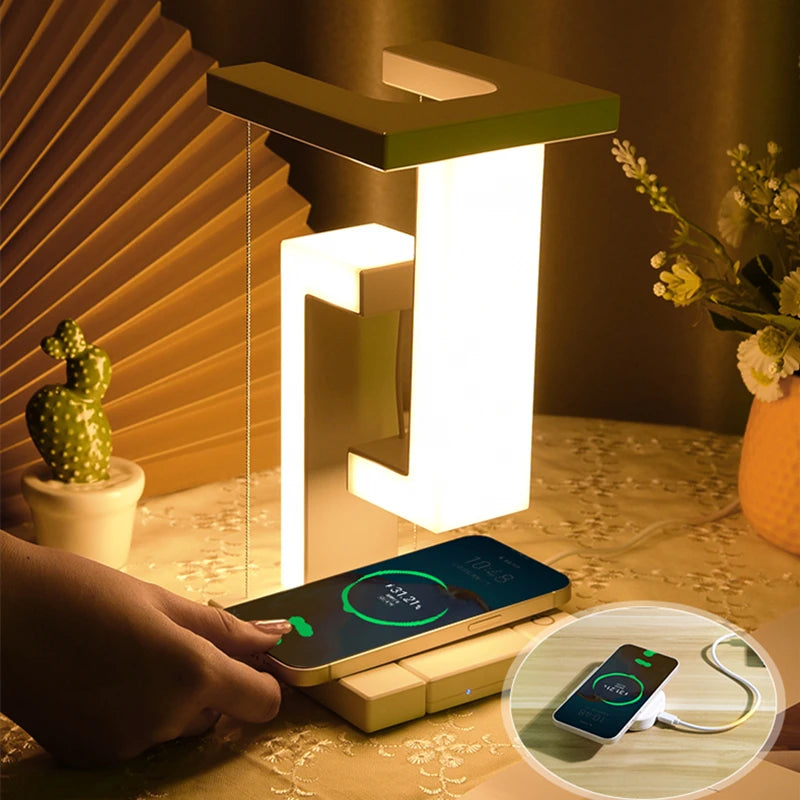 Magnetic Floating Lamp with 10W Wireless Charger – LED Desk Light for Bedroom & Office Decoration