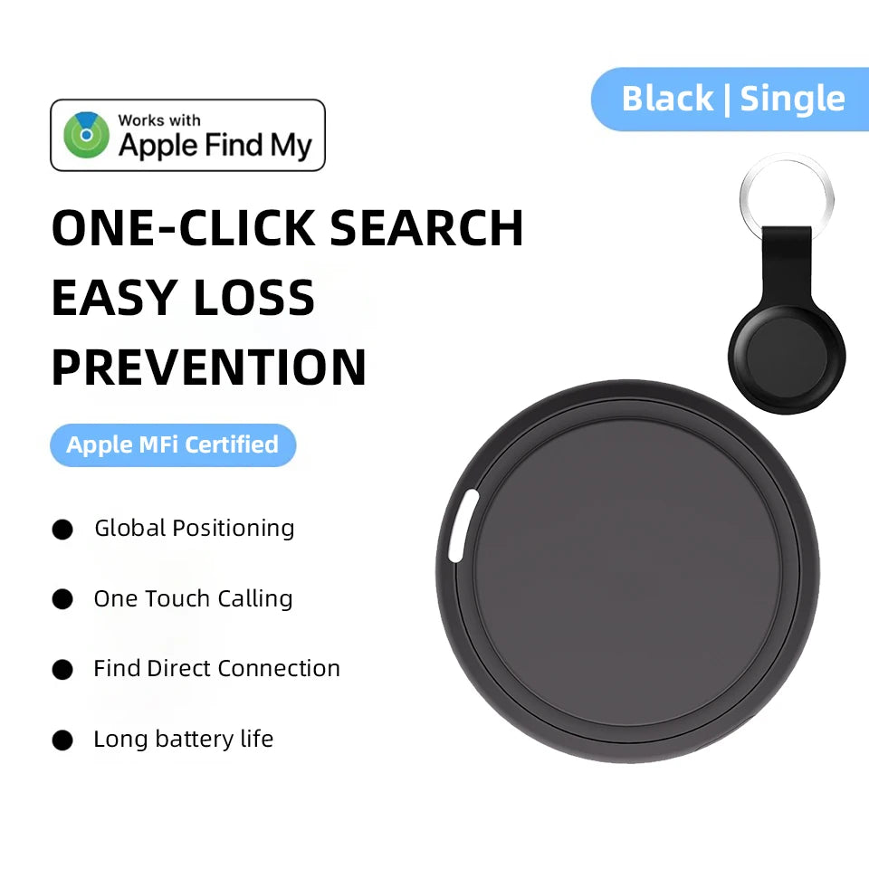 Compact GPS Tracker for Keys, Pets & Vehicles — Compatible with Apple Find My