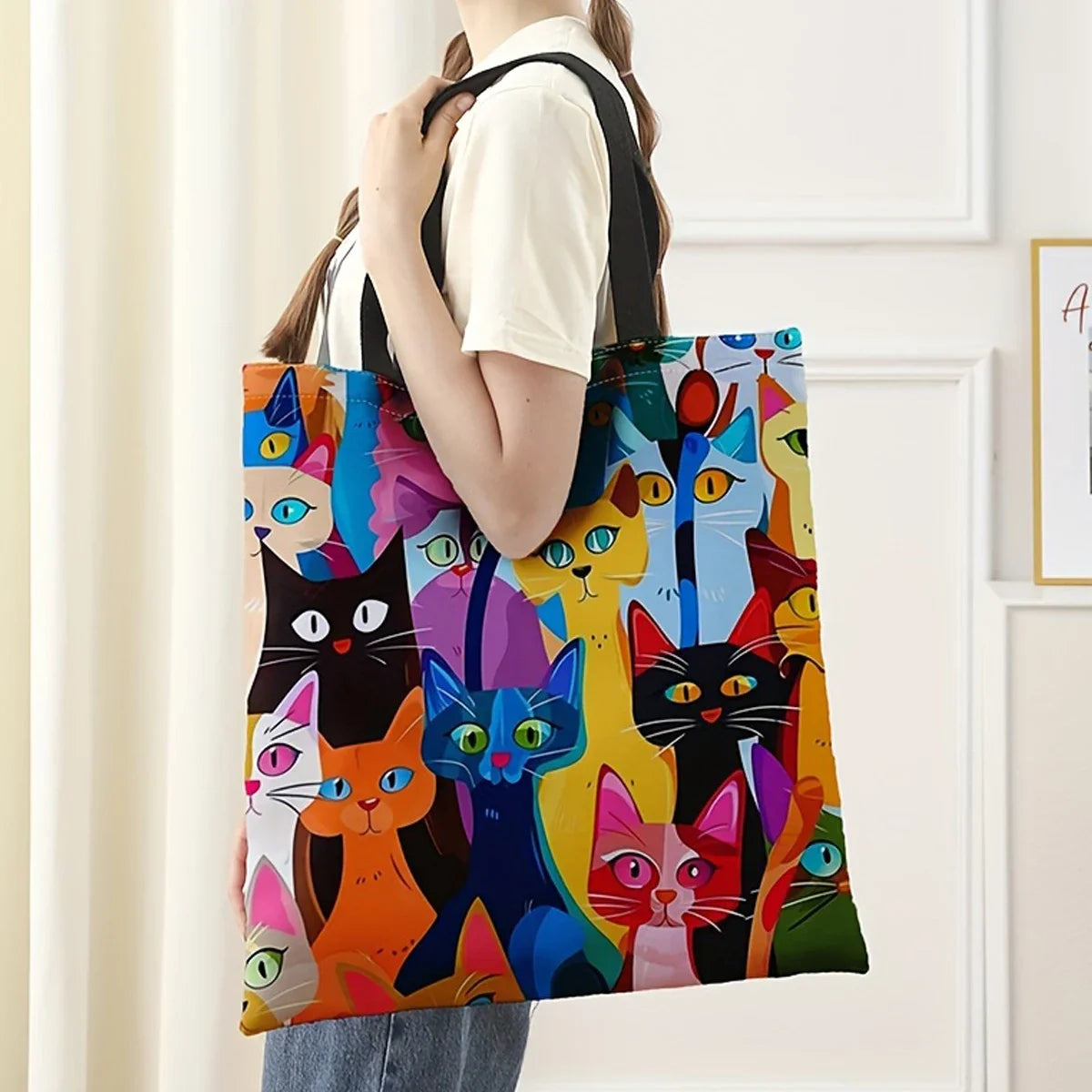 Adorable Kitten Printed Tote Bag - Handbag 40x40cm